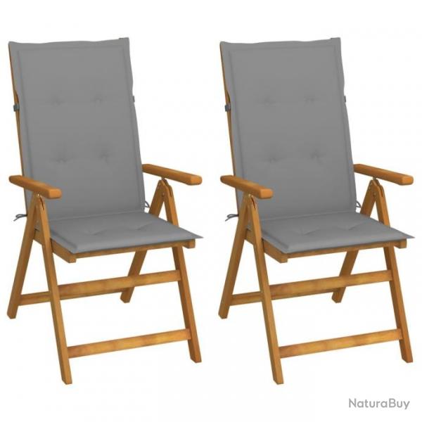 Chaises inclinables de jardin 2 pcs avec coussins Bois d'acacia 3064060