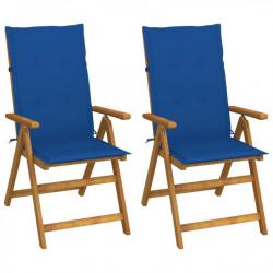 Chaises inclinables de jardin 2 pcs avec coussins Bois d'acacia 3064069