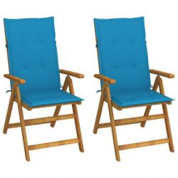 Chaises inclinables de jardin 2 pcs avec coussins Bois d'acacia 3064063