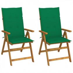 Chaises inclinables de jardin 2 pcs avec coussins Bois d'acacia 3064064