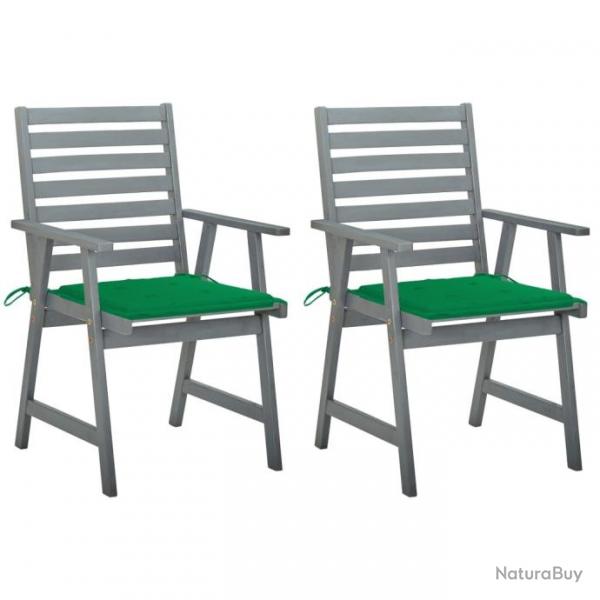 Chaises  dner d'extrieur 2 pcs avec coussins Acacia massif 3064406