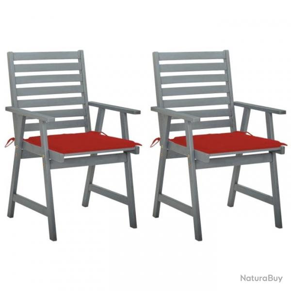 Chaises  dner d'extrieur 2 pcs avec coussins Acacia massif 3064407