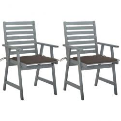 Chaises à dîner d'extérieur 2 pcs avec coussins Acacia massif 3064409