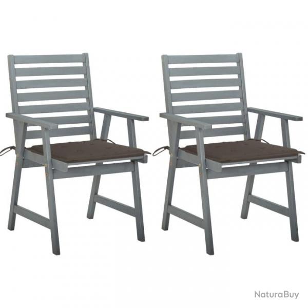 Chaises  dner d'extrieur 2 pcs avec coussins Acacia massif 3064409