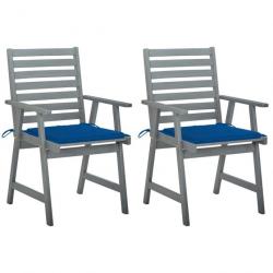 Chaises à dîner d'extérieur 2 pcs avec coussins Acacia massif 3064411