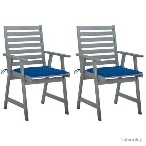 Chaises  dner d'extrieur 2 pcs avec coussins Acacia massif 3064411