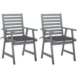 Chaises à dîner d'extérieur 2 pcs avec coussins Acacia massif 3064401