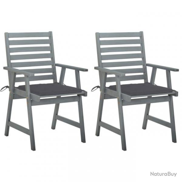 Chaises  dner d'extrieur 2 pcs avec coussins Acacia massif 3064401