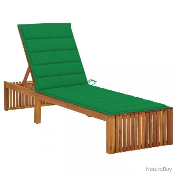 Chaise longue avec coussin Bois d'acacia solide 3064154