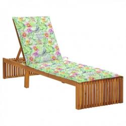 Chaise longue avec coussin Bois d'acacia solide 3064161