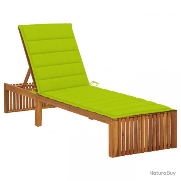 Chaise longue avec coussin Bois d'acacia solide 3064160