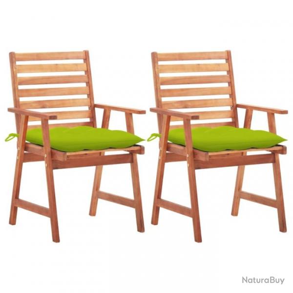 Chaises  dner d'extrieur 2 pcs avec coussins Acacia massif 3064346