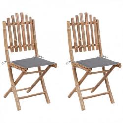 Chaises pliables de jardin 2 pcs avec coussins Bambou 3063988