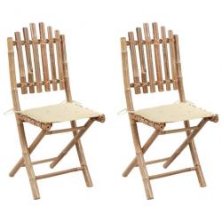 Chaises pliables de jardin 2 pcs avec coussins Bambou 3063989