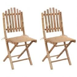 Chaises pliables de jardin 2 pcs avec coussins Bambou 3063990