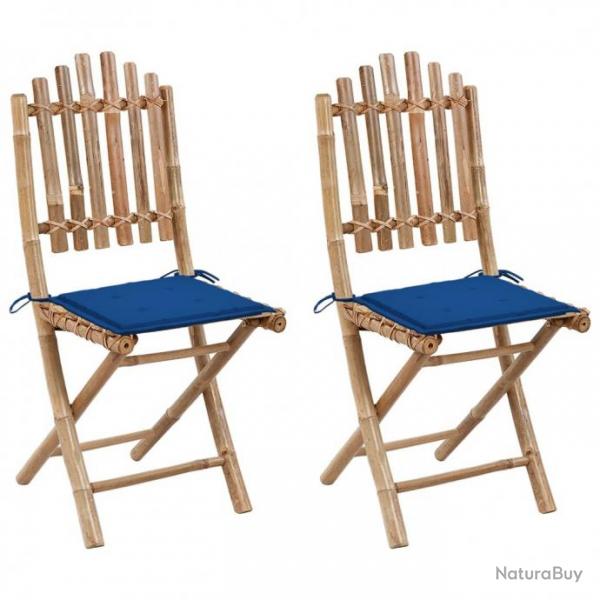 Chaises pliables de jardin 2 pcs avec coussins Bambou 3063991