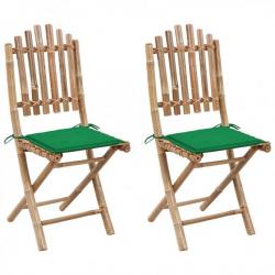 Chaises pliables de jardin 2 pcs avec coussins Bambou 3063992