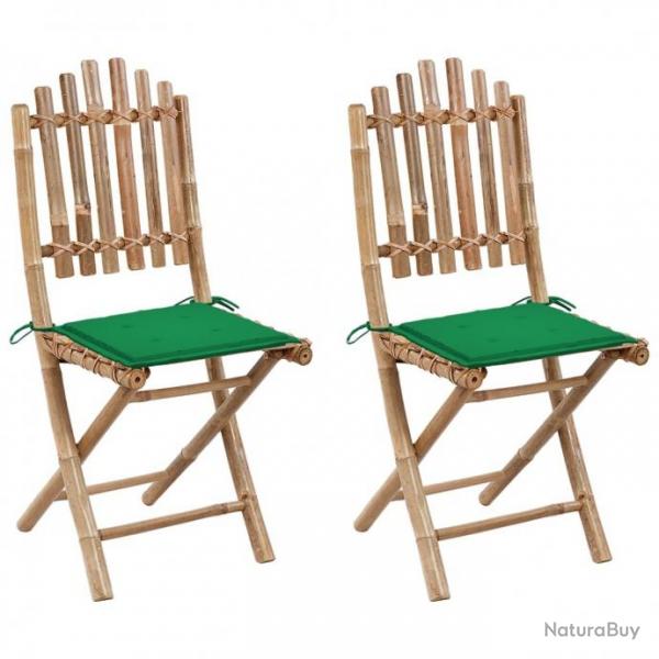 Chaises pliables de jardin 2 pcs avec coussins Bambou 3063992