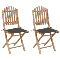 Chaises pliables de jardin 2 pcs avec coussins Bambou 3063995