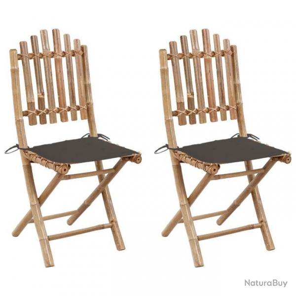 Chaises pliables de jardin 2 pcs avec coussins Bambou 3063995