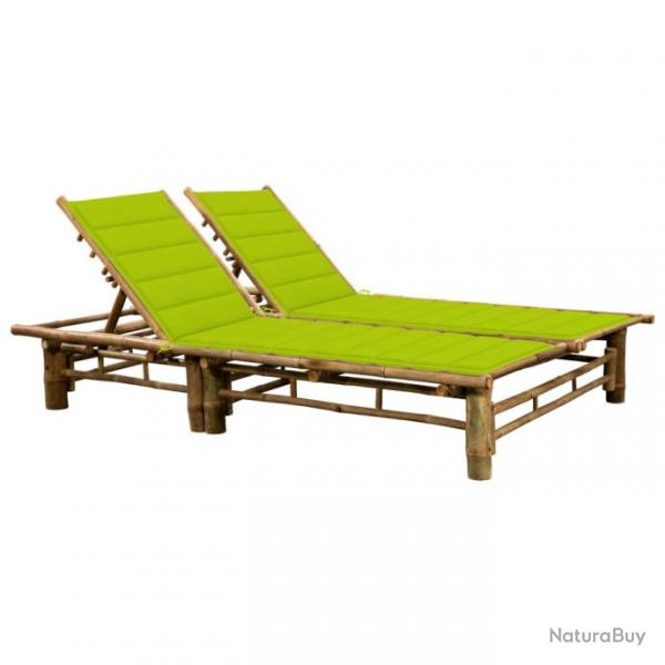 Chaise longue pour 2 personnes avec coussins Bambou 3063956