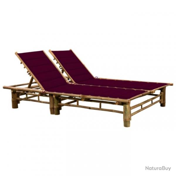 Chaise longue pour 2 personnes avec coussins Bambou 3063954