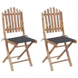 Chaises pliables de jardin 2 pcs avec coussins Bambou 3063987