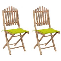 Chaises pliables de jardin 2 pcs avec coussins Bambou 3063998