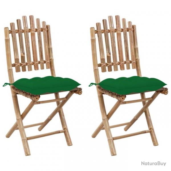 Chaises pliables de jardin 2 pcs avec coussins Bambou 3064007