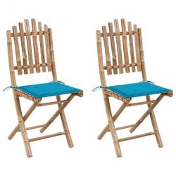 Chaises pliables de jardin 2 pcs avec coussins Bambou 3063997