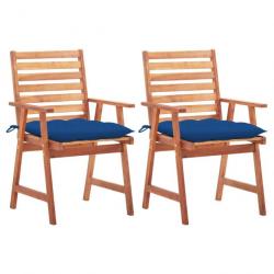 Chaises à dîner d'extérieur 2 pcs avec coussins Acacia massif 3064345