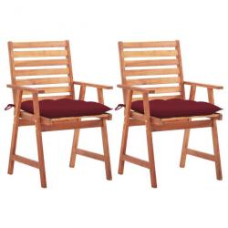 Chaises à dîner d'extérieur 2 pcs avec coussins Acacia massif 3064344