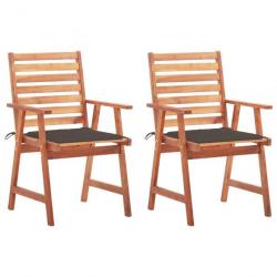 Chaises à dîner d'extérieur 2 pcs avec coussins Acacia massif 3064328