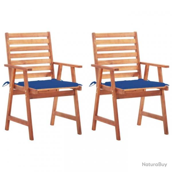 Chaises  dner d'extrieur 2 pcs avec coussins Acacia massif 3064330