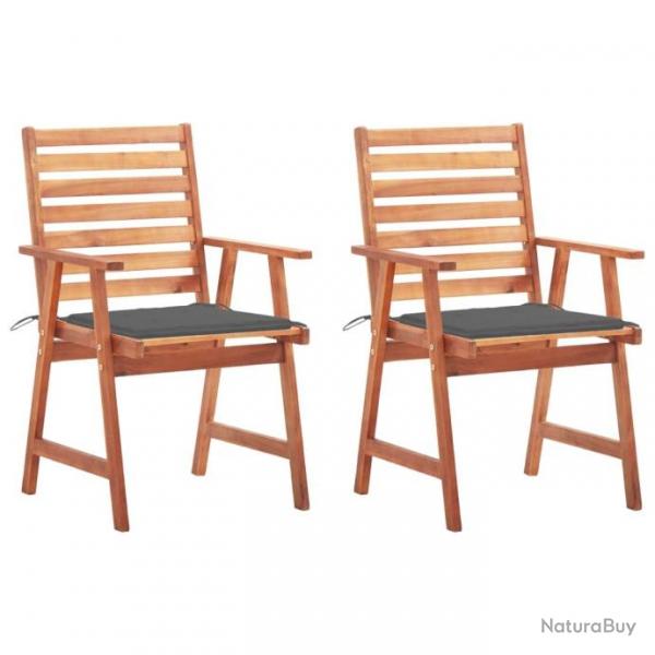 Chaises  dner d'extrieur 2 pcs avec coussins Acacia massif 3064320