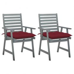 Chaises à dîner d'extérieur 2 pcs avec coussins Acacia massif 3064425