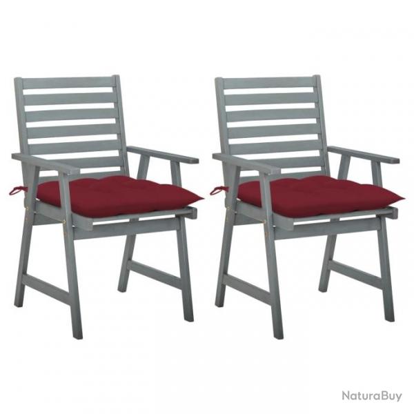 Chaises  dner d'extrieur 2 pcs avec coussins Acacia massif 3064425