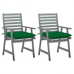 Chaises à dîner d'extérieur 2 pcs avec coussins Acacia massif 3064421