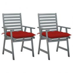 Chaises à dîner d'extérieur 2 pcs avec coussins Acacia massif 3064422