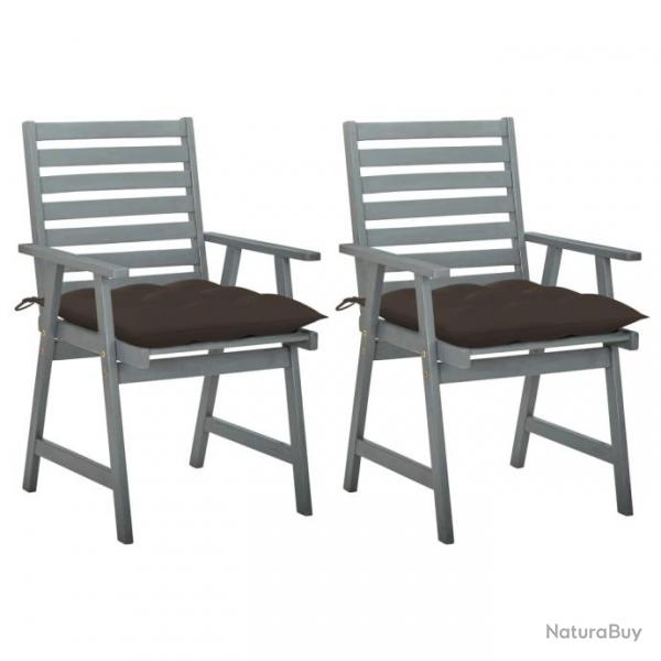 Chaises  dner d'extrieur 2 pcs avec coussins Acacia massif 3064424