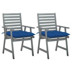 Chaises à dîner d'extérieur 2 pcs avec coussins Acacia massif 3064426