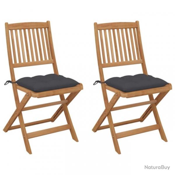 Chaises pliables de jardin 2 pcs avec coussins Bois d'acacia 3064659