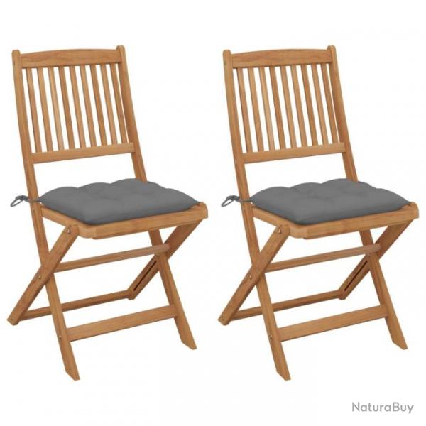 Chaises pliables de jardin 2 pcs avec coussins Bois d'acacia 3064660