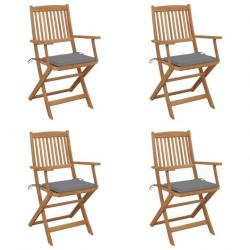 Chaises pliables de jardin 4 pcs avec coussins Bois d'acacia 3064618