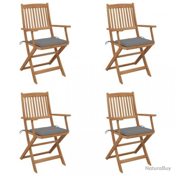 Chaises pliables de jardin 4 pcs avec coussins Bois d'acacia 3064618