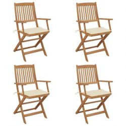 Chaises pliables de jardin 4 pcs avec coussins Bois d'acacia 3064619