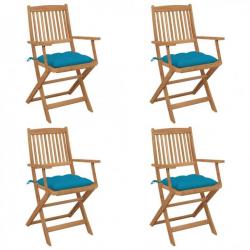 Chaises pliables de jardin 4 pcs avec coussins Bois d'acacia 3064636