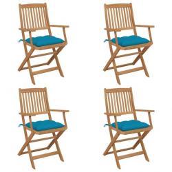 Chaises pliables de jardin 4 pcs avec coussins Bois d'acacia 3064636