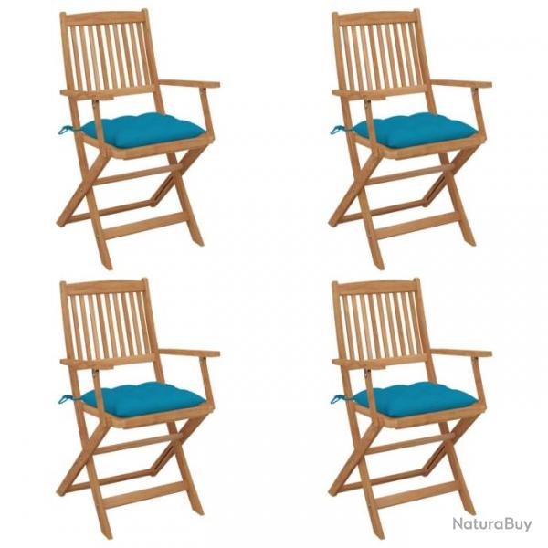 Chaises pliables de jardin 4 pcs avec coussins Bois d'acacia 3064636