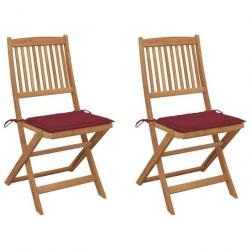 Chaises pliables de jardin 2 pcs avec coussins Bois d'acacia 3064653